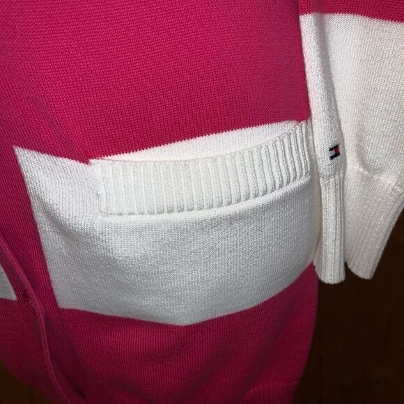 Tommy Hilfiger pink/ white striped cardigan size S - Picture 7 of 8